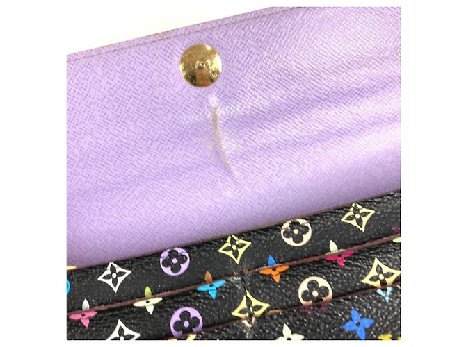 Sarah Louis Vuitton Monogram Multicolor Long Wallet Schwarz Mehrfarben Lila - Ansicht 11