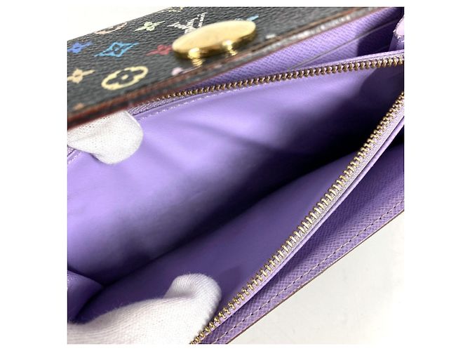 Sarah Louis Vuitton Monogram Multicolor Long Wallet Schwarz Mehrfarben Lila - Ansicht 14