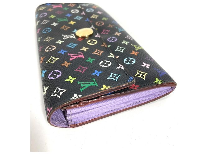 Sarah Louis Vuitton Monogram Multicolor Long Wallet Schwarz Mehrfarben Lila - Ansicht 3