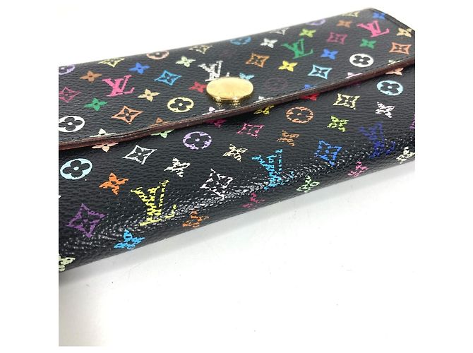 Sarah Louis Vuitton Monogram Multicolor Long Wallet Schwarz Mehrfarben Lila - Ansicht 5