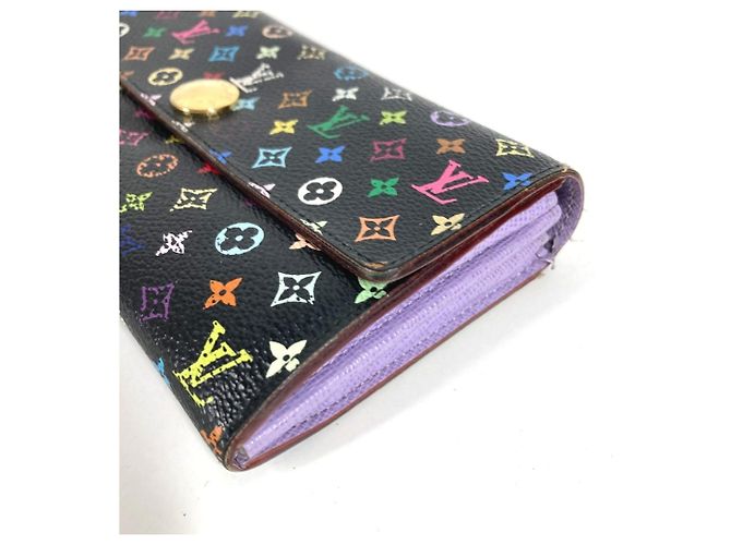 Sarah Louis Vuitton Monogram Multicolor Long Wallet Schwarz Mehrfarben Lila - Ansicht 6