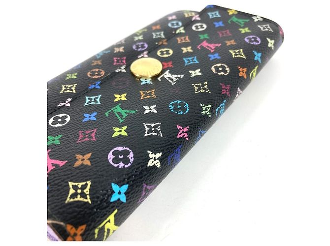 Sarah Louis Vuitton Monogram Multicolor Long Wallet Schwarz Mehrfarben Lila - Ansicht 7