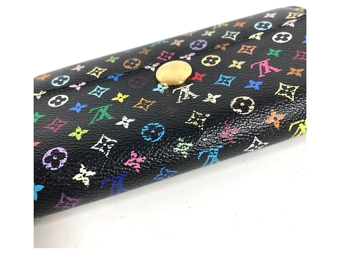 Sarah Louis Vuitton Monogram Multicolor Long Wallet Schwarz Mehrfarben Lila - Ansicht 9