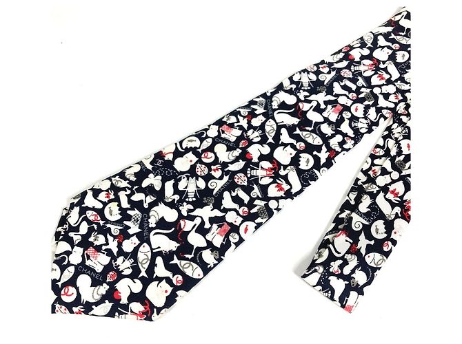 Chanel Black and White Silk Cravat - view 2