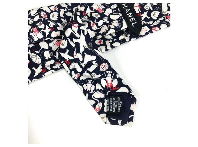Chanel Black and White Silk Cravat - view 4