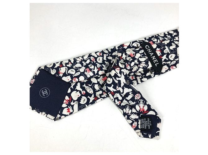 Chanel Black and White Silk Cravat - view 5