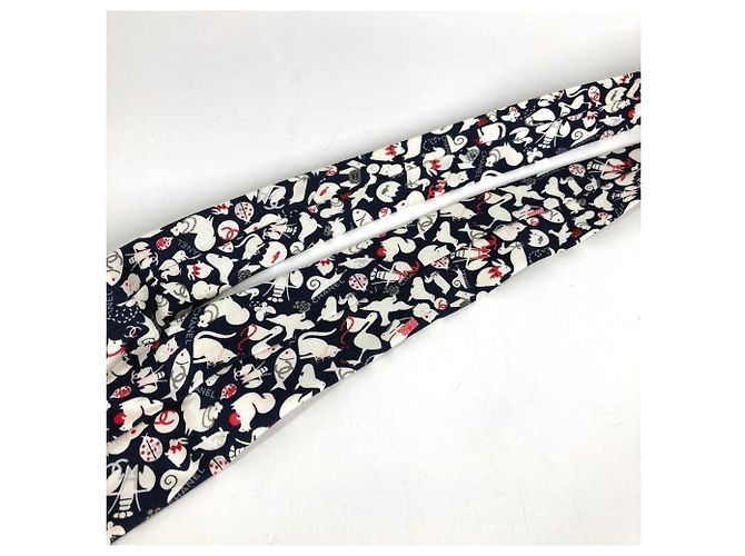 Chanel Black and White Silk Cravat - view 6