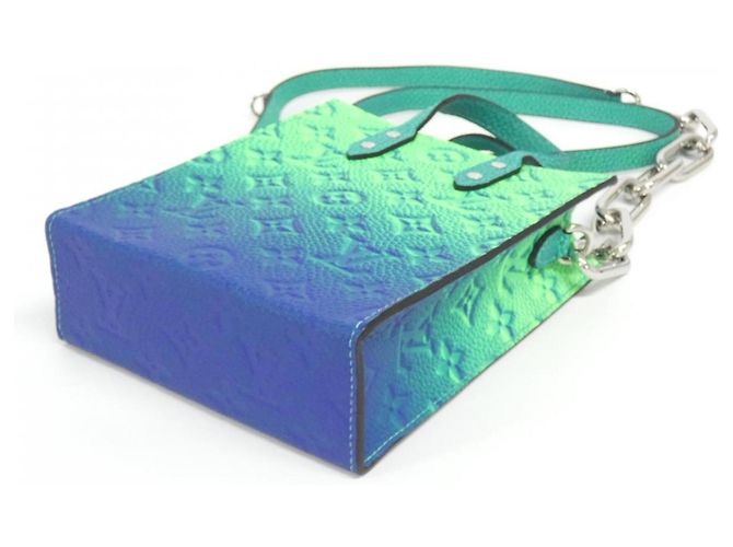 Borsa Louis Vuitton Taurillon Illusion Sac Plat XS Blu Verde chiaro - vista 2