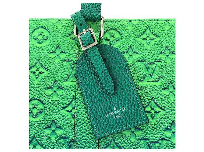 Tote Keepall in pelle Taurillon Illusion Louis Vuitton Blu Verde chiaro - vista 4