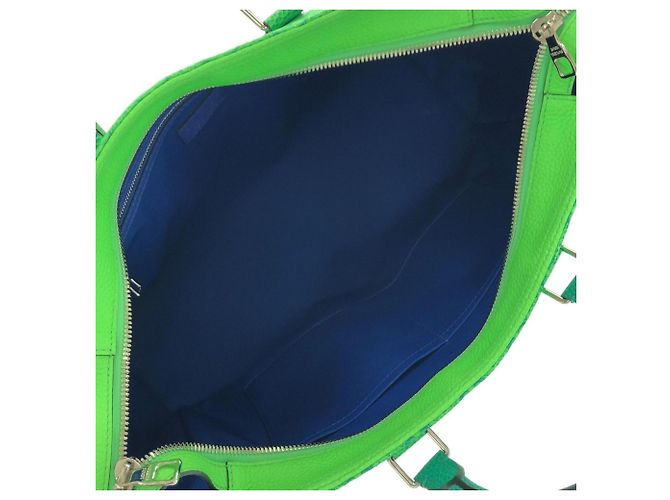 Tote Keepall in pelle Taurillon Illusion Louis Vuitton Blu Verde chiaro - vista 7