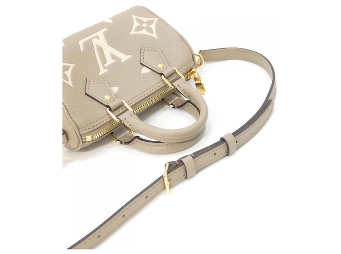 Borsa Boston Louis Vuitton Bicolor Monogram Empreinte Nano Speedy Grigio Crudo - vista 4