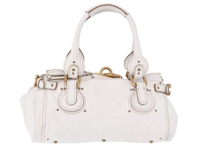 Chloé Chloe Paddington Lock Leather Medium Bianco - vista 3