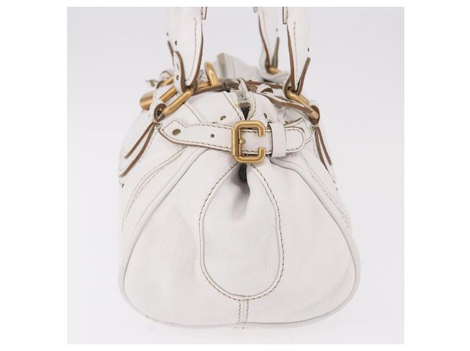 Chloé Chloe Paddington Lock Leather Medium Bianco - vista 4