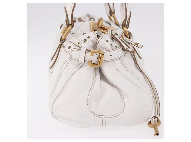 Chloé Chloe Paddington Lock Leather Medium Bianco - vista 5