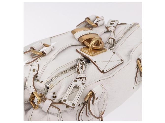 Chloé Chloe Paddington Lock Leather Medium Bianco - vista 6