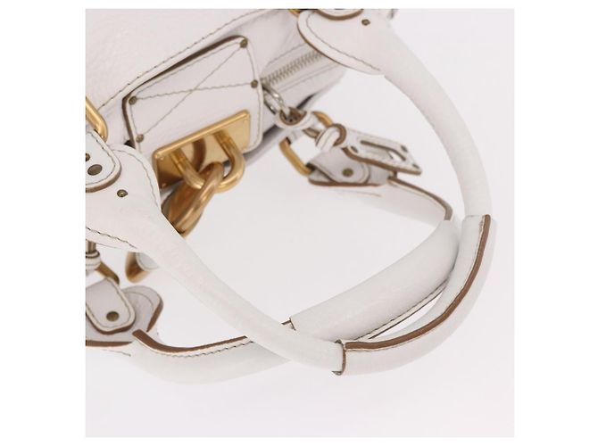Chloé Chloe Paddington Lock Leather Medium Bianco - vista 7