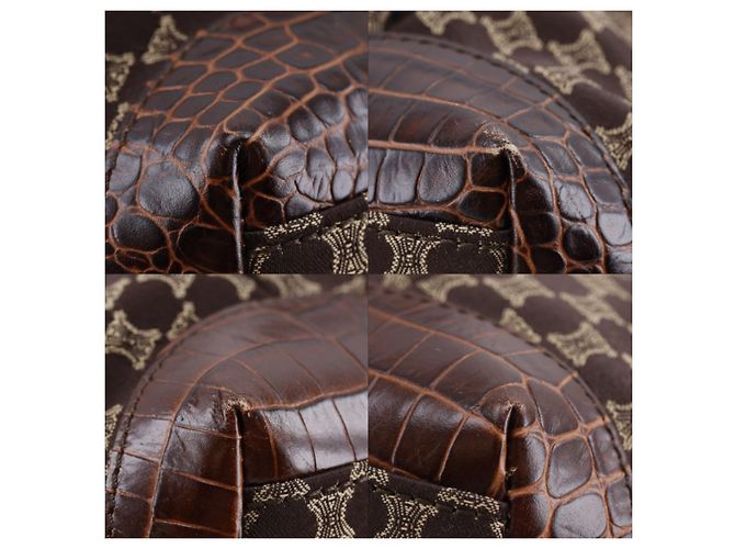 Edge Céline Borsa Celine Macadam Macadam con pelle Large Marrone - vista 4
