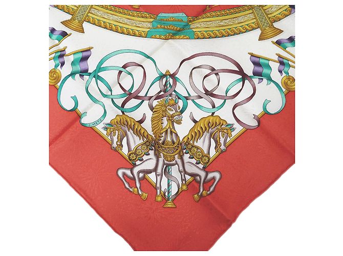 Hermès Sciarpa Carré 90 Hermes - Design Luna Park Rosso Arancione - vista 3