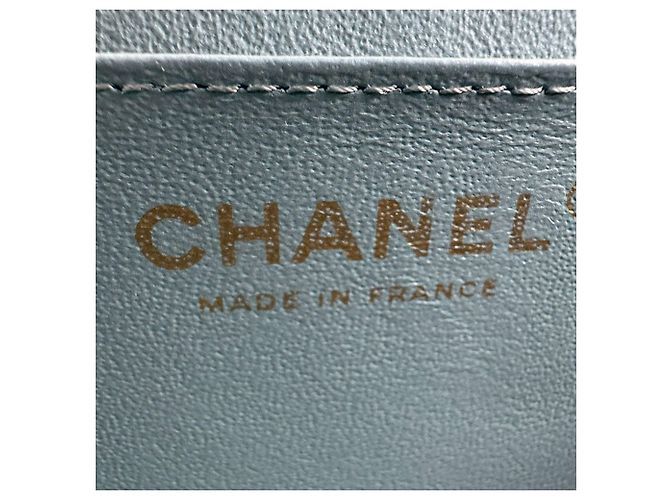 Borsa a tracolla in pelle Chanel in grigio e blu Marrone - vista 12
