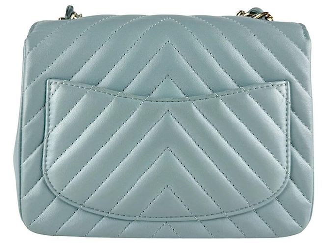 Borsa a tracolla in pelle Chanel in grigio e blu Marrone - vista 3