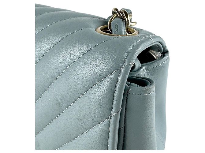 Borsa a tracolla in pelle Chanel in grigio e blu Marrone - vista 7