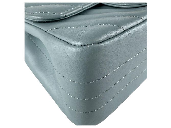 Borsa a tracolla in pelle Chanel in grigio e blu Marrone - vista 8