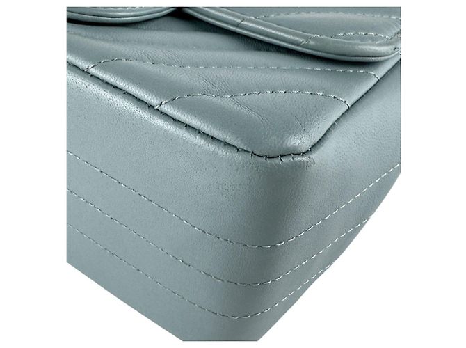 Borsa a tracolla in pelle Chanel in grigio e blu Marrone - vista 9