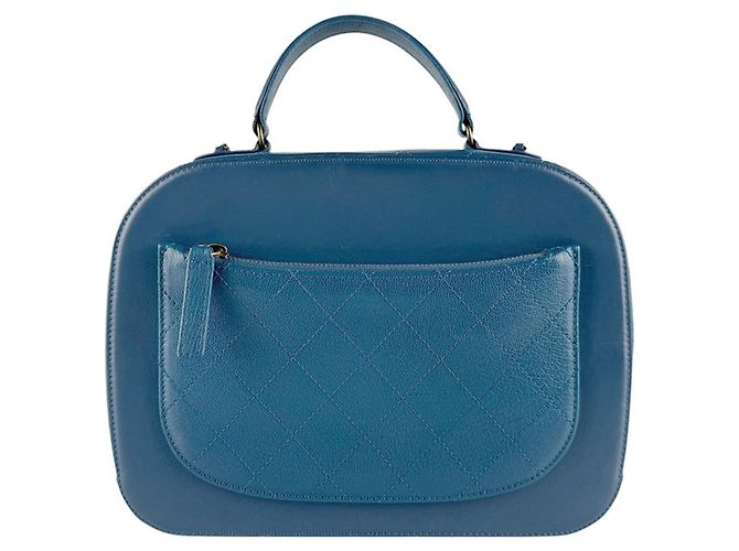 Borsa a tracolla in pelle blu indaco Chanel - vista 3