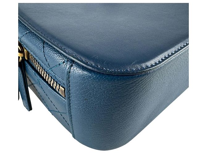 Borsa a tracolla in pelle blu indaco Chanel - vista 8
