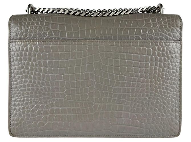 Borsa a tracolla Saint Laurent in pelle goffrata grigia Marrone - vista 3