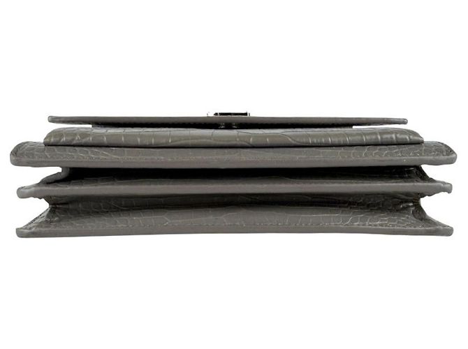 Borsa a tracolla Saint Laurent in pelle goffrata grigia Marrone - vista 4