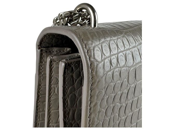 Borsa a tracolla Saint Laurent in pelle goffrata grigia Marrone - vista 6