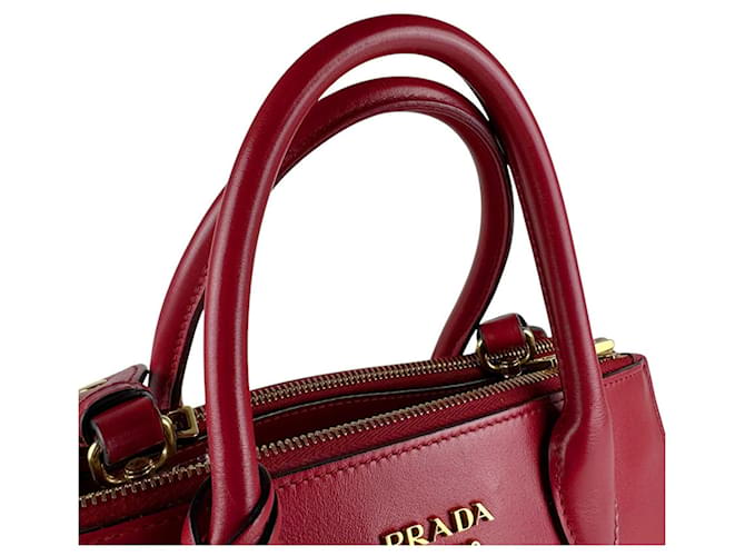 Borsa a mano in pelle rossa Prada Rosso - vista 10