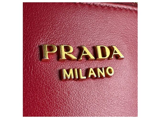 Borsa a mano in pelle rossa Prada Rosso - vista 13