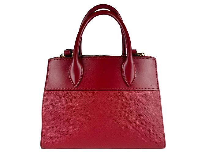 Borsa a mano in pelle rossa Prada Rosso - vista 3