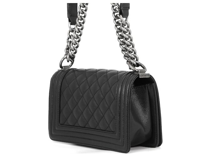 Boy Borsa a tracolla con catena in pelle di vitello martellata nera Chanel Nero - vista 2