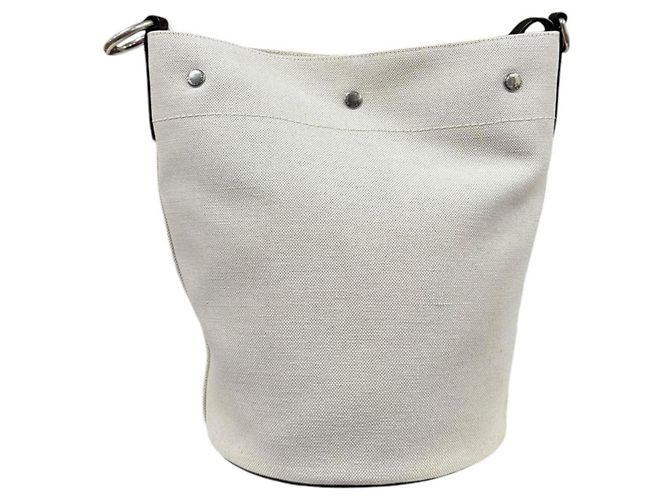 Borsa a secchiello Saint Laurent Rive Gauche Nero Beige - vista 4