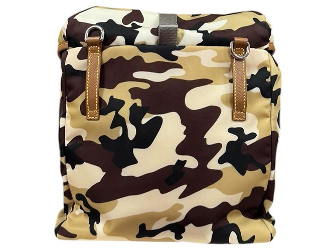 Borsa a tracolla in nylon Prada marrone mimetico - vista 4