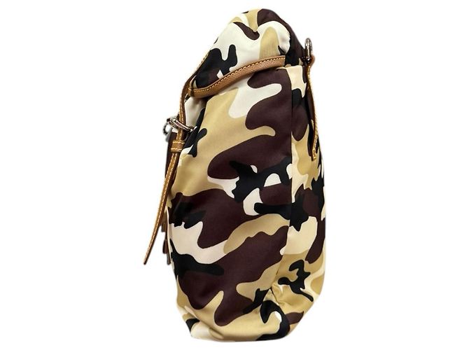 Borsa a tracolla in nylon Prada marrone mimetico - vista 6