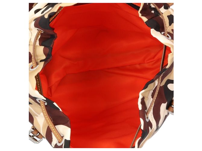 Borsa a tracolla in nylon Prada marrone mimetico - vista 8