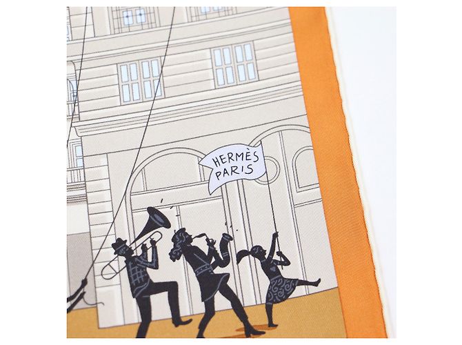 Hermès Hermes Carre 90 Seidentuch Braun Weiß Orange - Ansicht 2