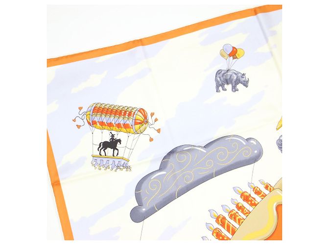 Hermès Hermes Carre 90 Seidentuch Braun Weiß Orange - Ansicht 4