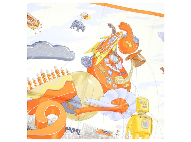 Hermès Hermes Carre 90 Seidentuch Braun Weiß Orange - Ansicht 6