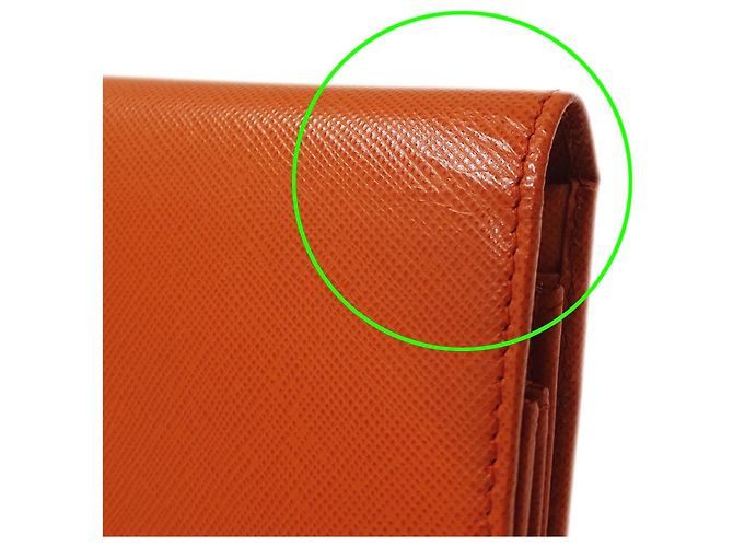 Prada Saffiano Leder Langgeldbörse Orange - Ansicht 11