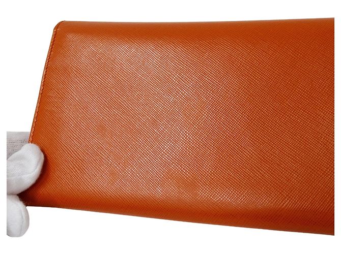 Prada Saffiano Leder Langgeldbörse Orange - Ansicht 12