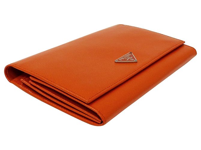 Prada Saffiano Leder Langgeldbörse Orange - Ansicht 3
