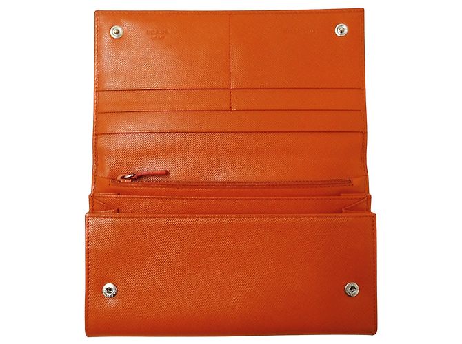 Prada Saffiano Leder Langgeldbörse Orange - Ansicht 4