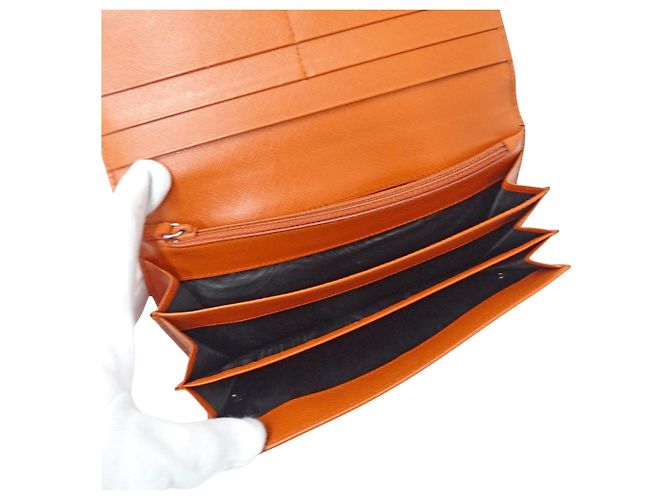 Prada Saffiano Leder Langgeldbörse Orange - Ansicht 5