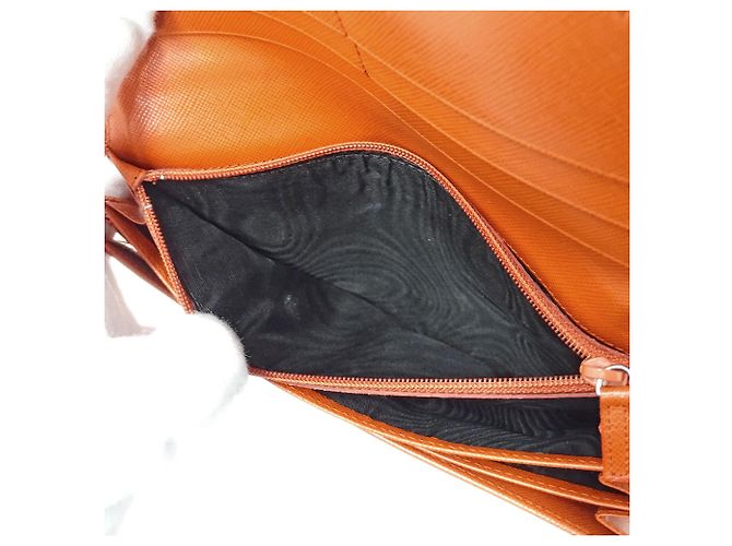Prada Saffiano Leder Langgeldbörse Orange - Ansicht 7