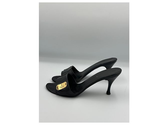 Mule Gucci in pelle nera con logo Nero - vista 2